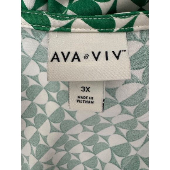 Green Ivory Geometric Print Cowl Neck Satin Midi Dress Size 3X 22 24‎ Plus Size - Picture 9 of 10